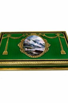 Table Cigarette Case Green Fired Enamel Sterling Silver Miniature Salimbeni