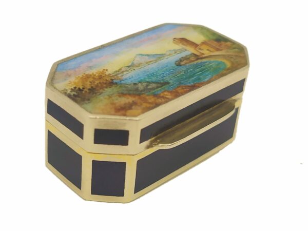 Salimbeni Pill Box Enameled Sterling Silver handpainte landscape Made in Italy 3 scaled