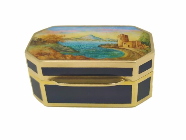 Pill Box Enamelled Sterling Silver landscape Salimbeni