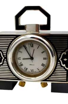 Table Clock 925 Sterling Silver Handmade by Salimbeni Art Deco design