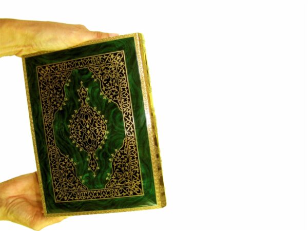 Sterling silver Book shaped Quran box enameled and plated Salimbeni 6 scaled