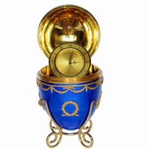 Sterling silver Egg, enamel on guillochè, table clock Salimbeni – 6616-7654 –