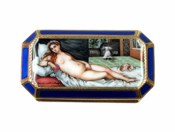 Sterling silver fire Enameled rectangular Jewel box with Miniature Salimbeni 3 scaled