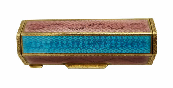 Table cigarette case George V with two tone striped fired Enamel Salimbeni 8 scaled