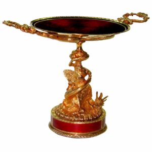 Centerpiece Sterling Silver, Fire Enameled on Guilloche Snake Handle Salimbeni