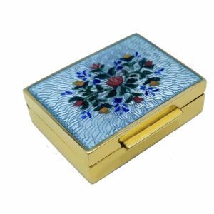 Salimbeni Snuff Box or Pill Box Sky Guilloche Enamel Box hand painted miniature.