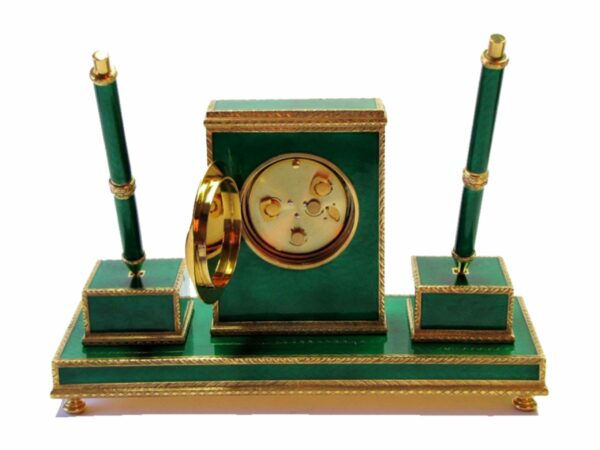 Sterling silver Desk Centerpiece gold plated with translucent fire enamels on guilloche Salimbeni 1 scaled