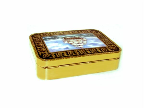 Sterling Silver Snuff Box Fire Enameled Hand Painted Miniature Salimbeni - Image 3