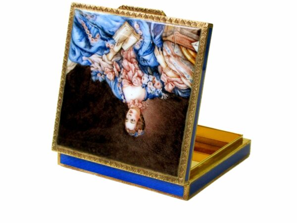 Sterling silver Jewel box fire Enameled hand painted guilloche hand engraved Salimbeni 2 scaled