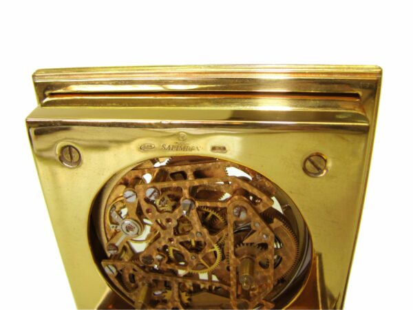 Sterling Silver Table Clock Shaped Square Box Fire Enameled Guilloché Salimbeni - Image 3