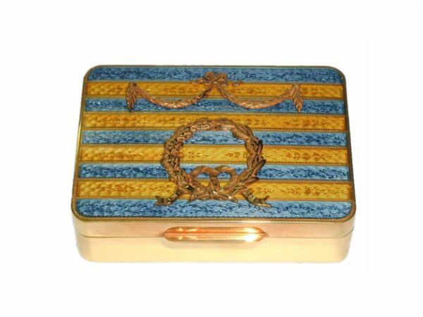 Sterling silver box Striped fire Enameled rectangular hand painted guilloche hand engraved Salimbeni Main image scaled