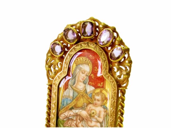 Sterling silver icon with hand painted miniature Salimbeni 04 image scaled