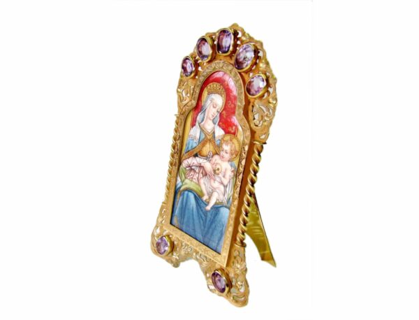 Sterling silver icon with hand painted miniature Salimbeni 05 image scaled