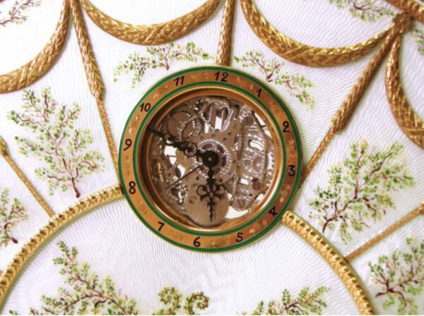 Table clock Sterling silver fire Enameled on guilloche hand painted Salimbeni 1 scaled