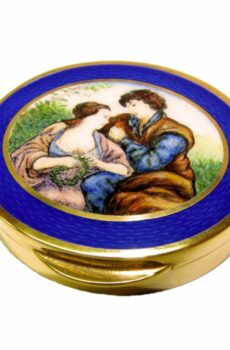 Oval Snuff Box or Pill Box Guilloche Enamel Box miniature Salimbeni