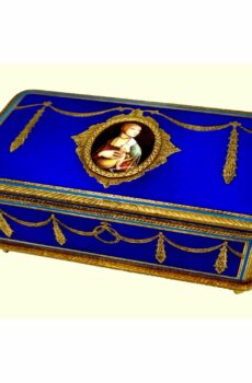 Musical Box with Mechanical Reuge S.A. Switzerland movement Cobalt blu