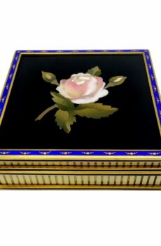 Box with Rose fine Mosaic in Semiprecious Stones, Sterling Silver Salimbeni