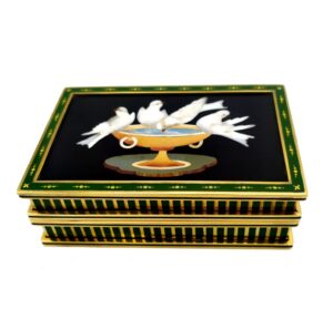 Read more about the article Table Box Doves in Delicious Mosaic Semiprecious Stones and Sterling Silver Salimbeni Video