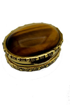 Tiger's eye Pillbox Salimbeni with Border.