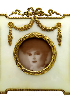 Photo Frame 925 Sterling Silver Handmade by Salimbeni White Snow colour and gold Empire Style.