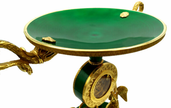 Salimbeni Green Centerpiece with Clock Fired Enamels on Guillochè - Image 11