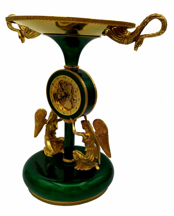 Salimbeni Green Centerpiece with Clock Fired Enamels on Guillochè - Image 4