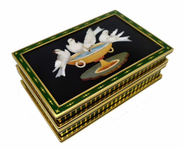 Table Box Doves in Delicious Mosaic Semiprecious Stones and Sterling Silver Salimbeni - Image 10