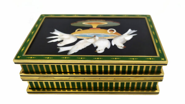 Table Box Doves in Delicious Mosaic Semiprecious Stones and Sterling Silver Salimbeni - Image 5