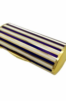 Cigarette Case Two-Color Enamel Stripes Blue and White