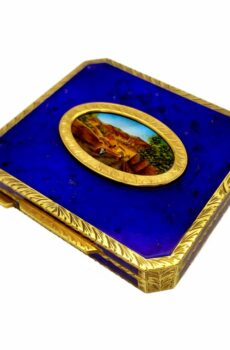 Table Box Blu Fired Enamel with handpainted mother of pearl.