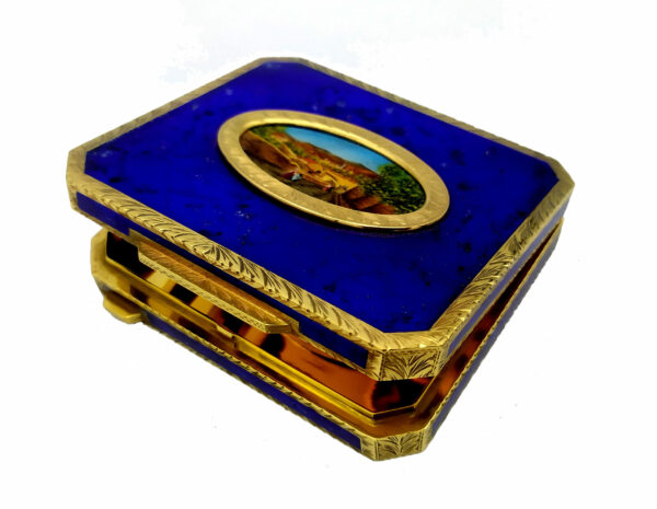 Table Box Blu Fired Enamel Hand-Painted on Mother-of-pearl - Image 6