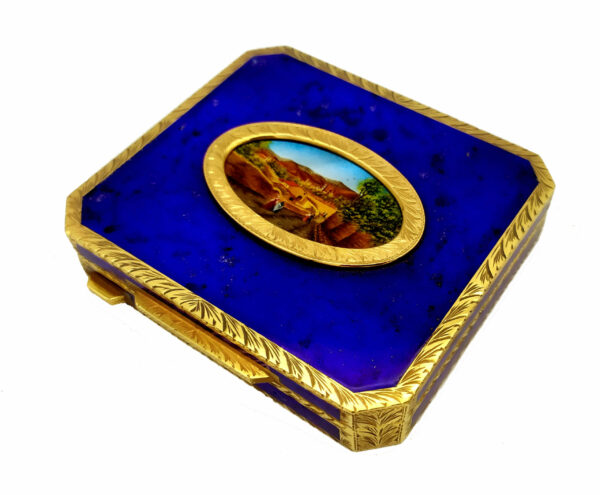 Table Box Blu Fired Enamel Hand-Painted on Mother-of-pearl - Image 8