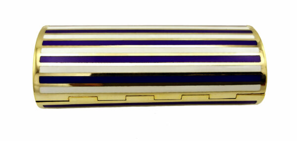 Salimbeni Purse Cigarette case Early 20th century English style two color enameled stripes 3 scaled