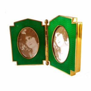 Dual Picture Frame green Enamel Sterling Silver