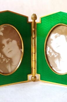 Dual Picture Frame green Enamel Sterling Silver