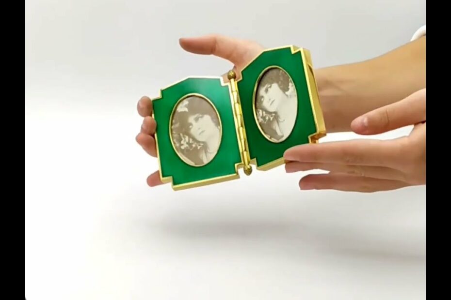 dual picture frame green enamel
