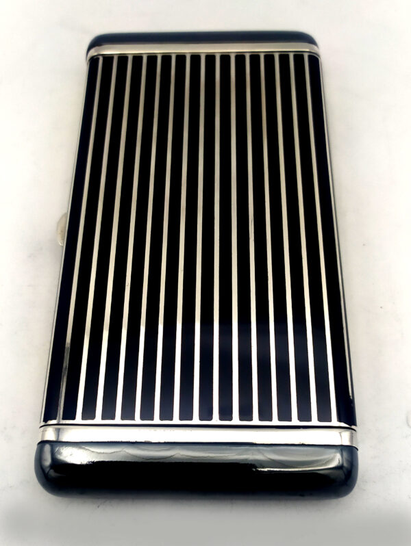 Cigarette Case black lines and hematite stone Sterling Silver Salimbeni 2 scaled