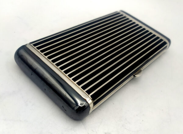 Cigarette Case black lines and hematite stone Sterling Silver Salimbeni 3 scaled