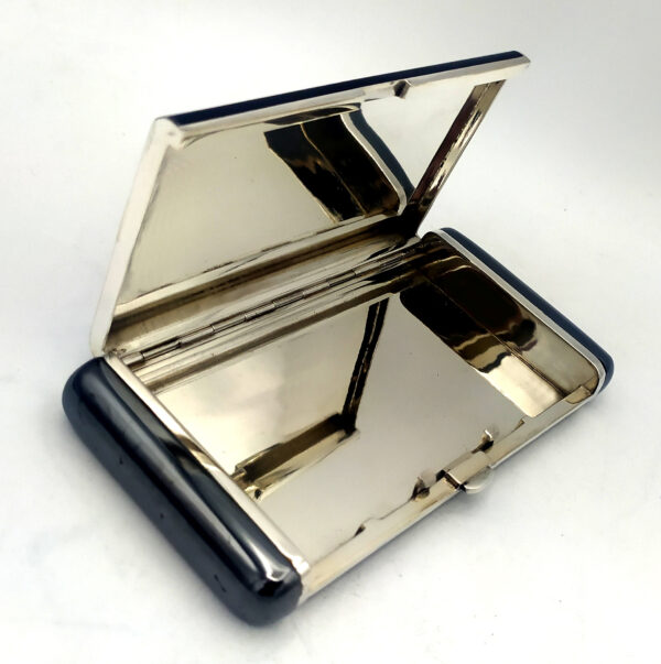 Cigarette Case black lines and hematite stone Sterling Silver Salimbeni 4