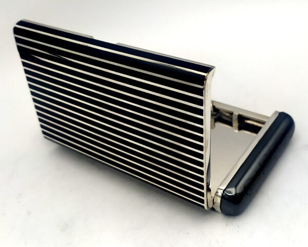 Cigarette Case black lines and hematite stone Sterling Silver Salimbeni 5