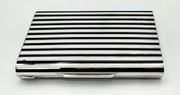 Cigarette Case fired enamel stripes in Art Deco style Sterling Silver Salimbeni 1 1