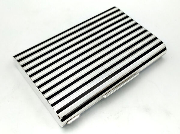 Cigarette Case fired enamel stripes in Art Deco style Sterling Silver Salimbeni 2