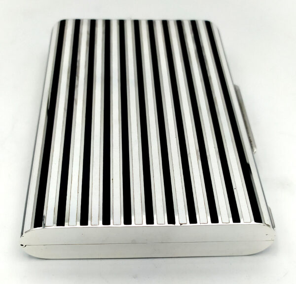 Cigarette Case fired enamel stripes in Art Deco style Sterling Silver Salimbeni 3