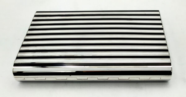 Cigarette Case fired enamel stripes in Art Deco style Sterling Silver Salimbeni 4 scaled