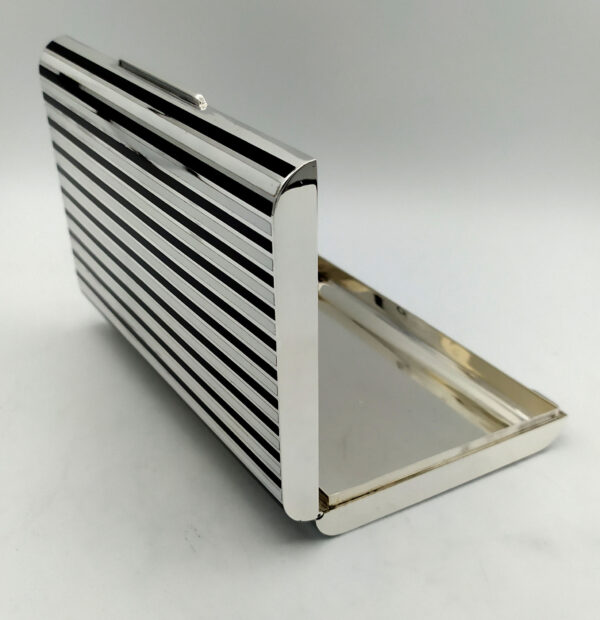 Cigarette Case fired enamel stripes in Art Deco style Sterling Silver Salimbeni 5