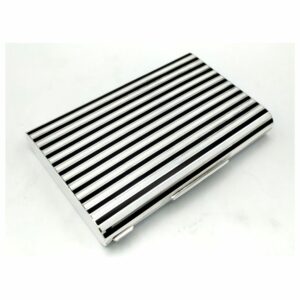 Cigarette Case fired Enamel stripes in Art Deco style Sterling Silver Salimbeni