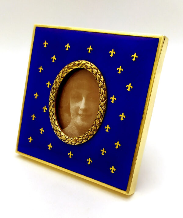 Photo frame blue enamel and pure gold paillons Salimbeni main image 1