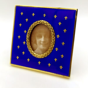 Photo Frame Blue Enamel and pure Gold “Paillons” Salimbeni