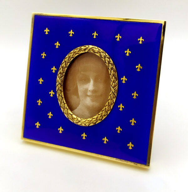 Photo frame blue enamel and pure gold paillons Salimbeni main image 3