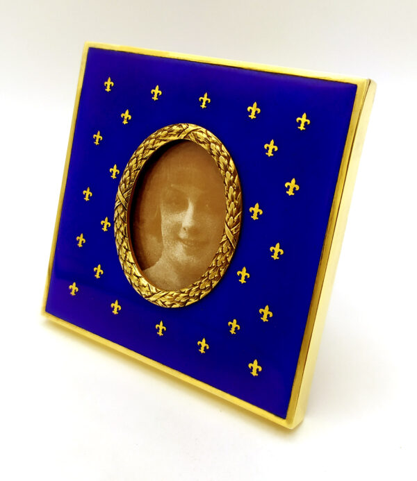 Photo frame blue enamel and pure gold paillons Salimbeni main image 5